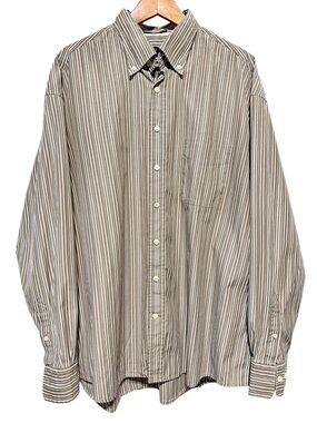 GANT Brown Pink Stripe Button Down Shirt XXL Preppy Oxford